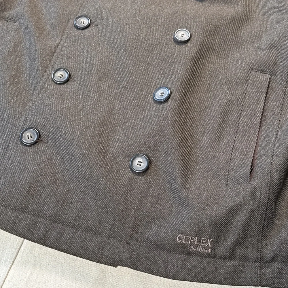 Men's Vaude Double Breasted Blazer Jacket Coat Sz L Gray Ceplex Active
